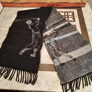 Vtg black/grey wool Scarf Golfer handmade in France